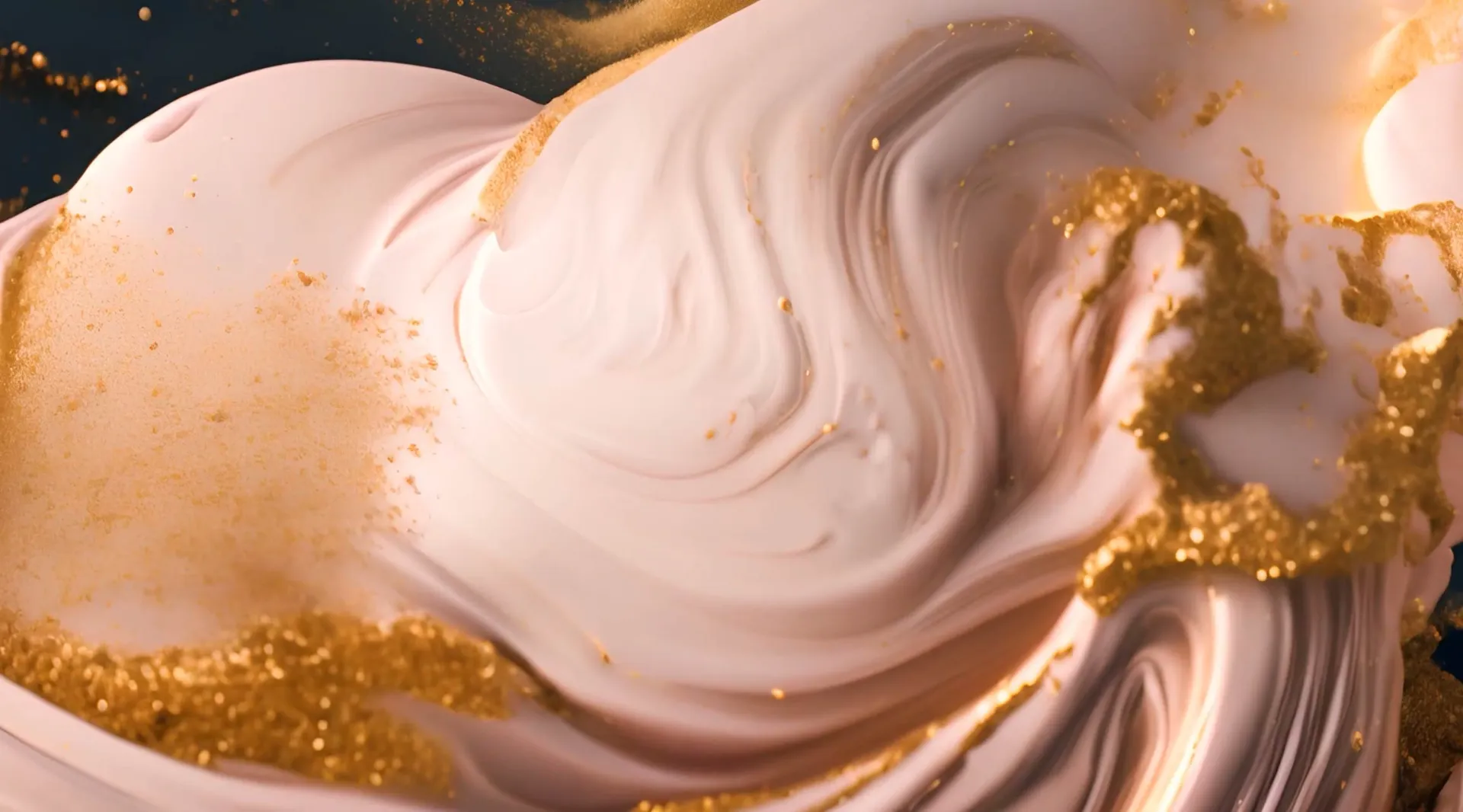 Golden Glitter on Creamy Swirls Stock Video